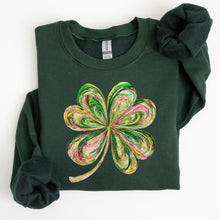 Load image into Gallery viewer, Colorful Shamrock, Four Leaf Clover, Sequin Style, Lucky, Irish, Lucky Charm, Retro, St Patrick&#39;s Day Sweatshirt
