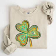 Pastel Shamrock, Clover, Lucky, Irish, Lucky Charm, Retro, St Patrick's Day Sweatshirt