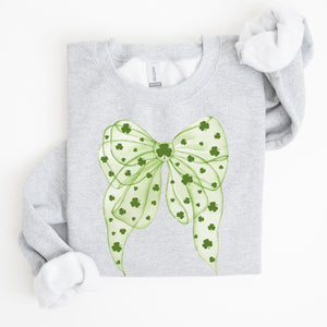 Green Coquette, Bow, Lucky, Shamrock, Lucky Charm, Irish, Retro, St Patrick's Day Sweatshirt