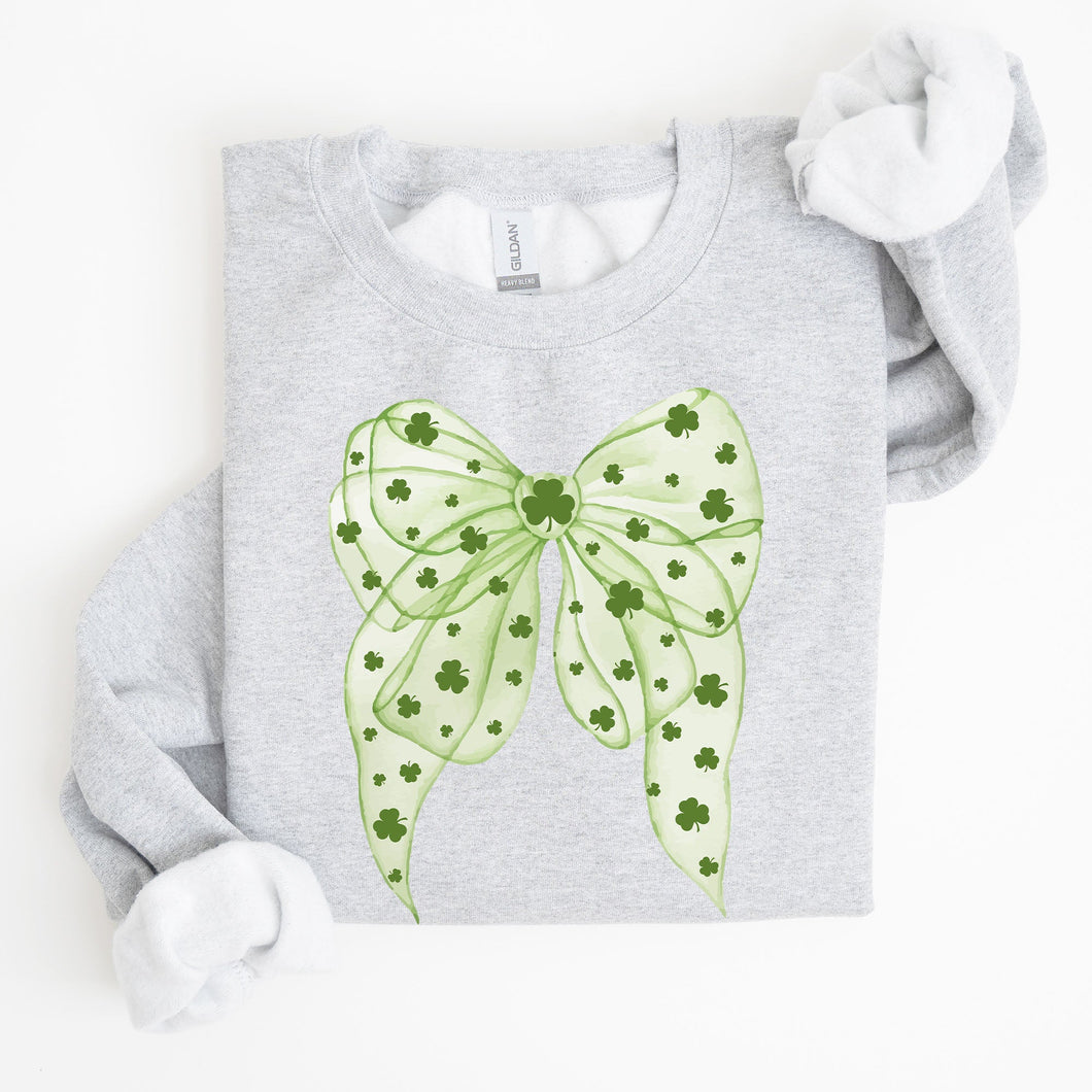 Green Coquette, Bow, Lucky, Shamrock, Lucky Charm, Irish, Retro, St Patrick's Day Sweatshirt