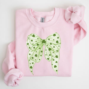 Green Coquette, Bow, Lucky, Shamrock, Lucky Charm, Irish, Retro, St Patrick's Day Sweatshirt