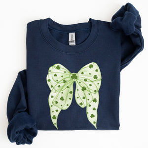 Green Coquette, Bow, Lucky, Shamrock, Lucky Charm, Irish, Retro, St Patrick's Day Sweatshirt