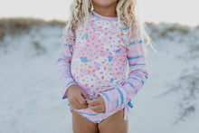 Load image into Gallery viewer, Elsie Pink Blue Abstract Long Sleeve Rash Guard Swimsuit
