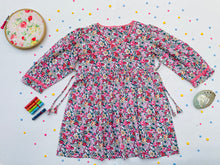 Load image into Gallery viewer, Long Sleeves Pink Bloom Overlap Girl's Cotton Dress
