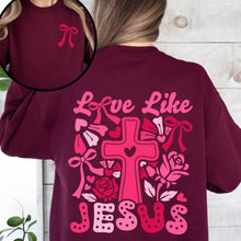 Load image into Gallery viewer, Love Like Jesus, Valentine&#39;s Day, Heart, Cross, Faith, Christian, Religious, Front and Back Sweatshirt
