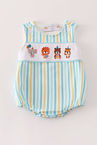 Blue animals birthday embroidery boy bubble
