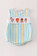 Blue animals birthday embroidery boy bubble