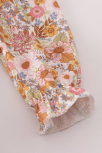 Load image into Gallery viewer, Rust floral print deer embroidery ruffle bubble
