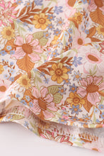 Load image into Gallery viewer, Rust floral print deer embroidery ruffle dress
