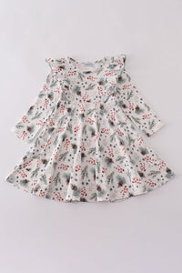 Sage ruffle dress