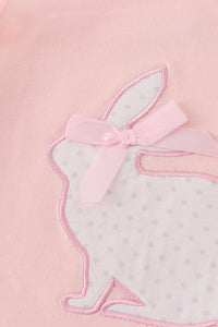 Pink easter bunny applique girl set