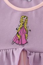 Load image into Gallery viewer, Purple princess embroidery ruffle dress
