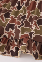 Load image into Gallery viewer, Green camouflage hunting embroidery ruffle pants set
