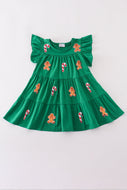 Green christmas sequin tiered girl dress