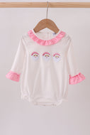 Pink santa claus embroidery ruffle bubble