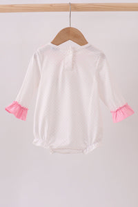 Pink santa claus embroidery ruffle bubble