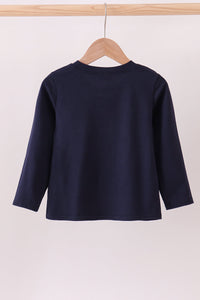 Navy santa claus embroidery top