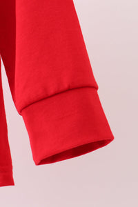 Red santa claus applique top