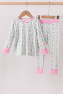 Pink christmas tree bamboo pajama set