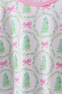 Pink christmas tree bamboo pajama set