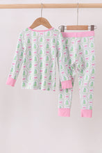 Load image into Gallery viewer, Pink christmas tree bamboo pajama set
