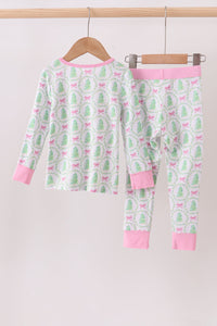 Pink christmas tree bamboo pajama set