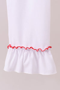 White santa claus smocked ruffle pants set