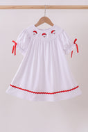White santa claus smocked dress