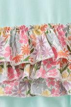 Load image into Gallery viewer, Blue bow floral applique ruffle bubble
