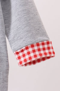 Gray farm applique romper