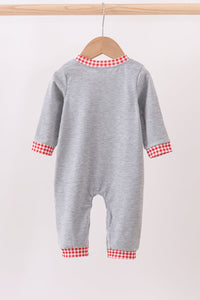 Gray farm applique romper