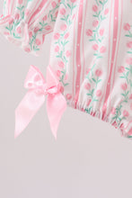 Load image into Gallery viewer, Floral tulip smocked bow bubble
