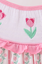 Load image into Gallery viewer, Floral tulip smocked bow bubble
