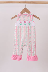 Floral tulip smocked ruffle romper