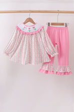 Load image into Gallery viewer, Floral tulip smocked ruffle pants set
