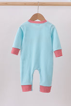 Load image into Gallery viewer, Blue vehicle emboridery romper
