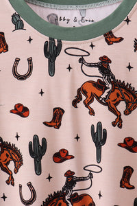 Green cowboy bamboo pants set