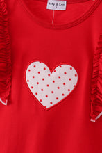 Load image into Gallery viewer, Red heart applique ruffle pants set
