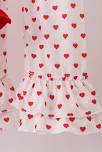 Load image into Gallery viewer, Red bow applique ruffle pants set
