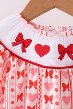 Load image into Gallery viewer, Red heart bow smocked bubble
