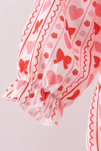 Load image into Gallery viewer, Red heart bow smocked bubble
