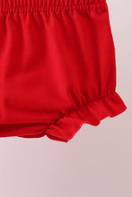 Load image into Gallery viewer, Red heart bow smocked bloomer set
