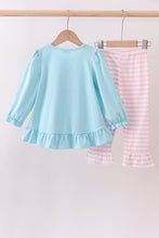 Load image into Gallery viewer, Blue truck heart applique ruffle pants set

