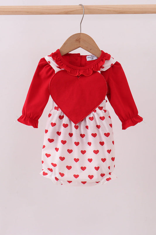 Heart Patch Bubble Romper Set - Abbies Place