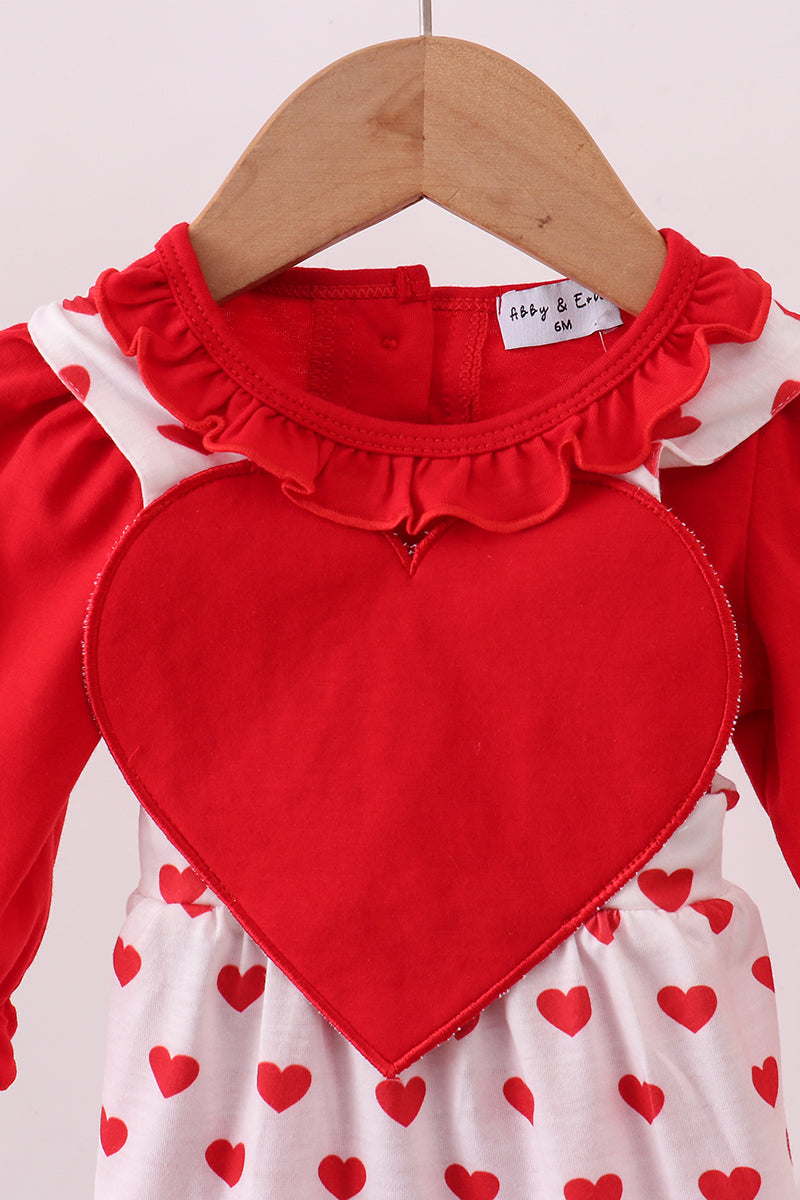 Heart Patch Bubble Romper Set - Abbies Place