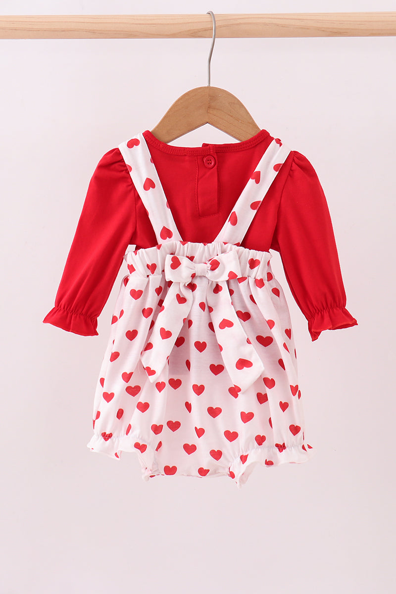 Heart Patch Bubble Romper Set - Abbies Place