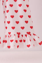 Load image into Gallery viewer, Red heart applique ruffle jumpsuit set
