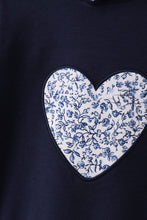 Load image into Gallery viewer, Navy heart floral applique hoodie
