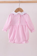 Load image into Gallery viewer, Pink puppy embroidery seersucker bubble
