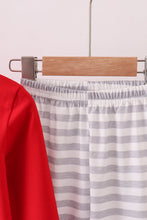 Load image into Gallery viewer, Red construction embroidery stripe pants set
